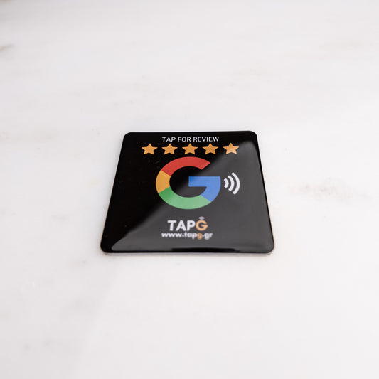 TapG Google Review Black Plate Sticker