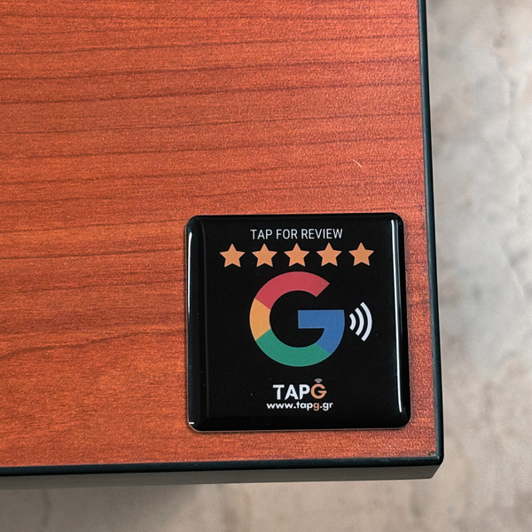 TapG Google Review Black Plate Sticker