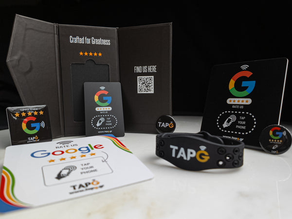 TapG Google Review Black Plate Sticker